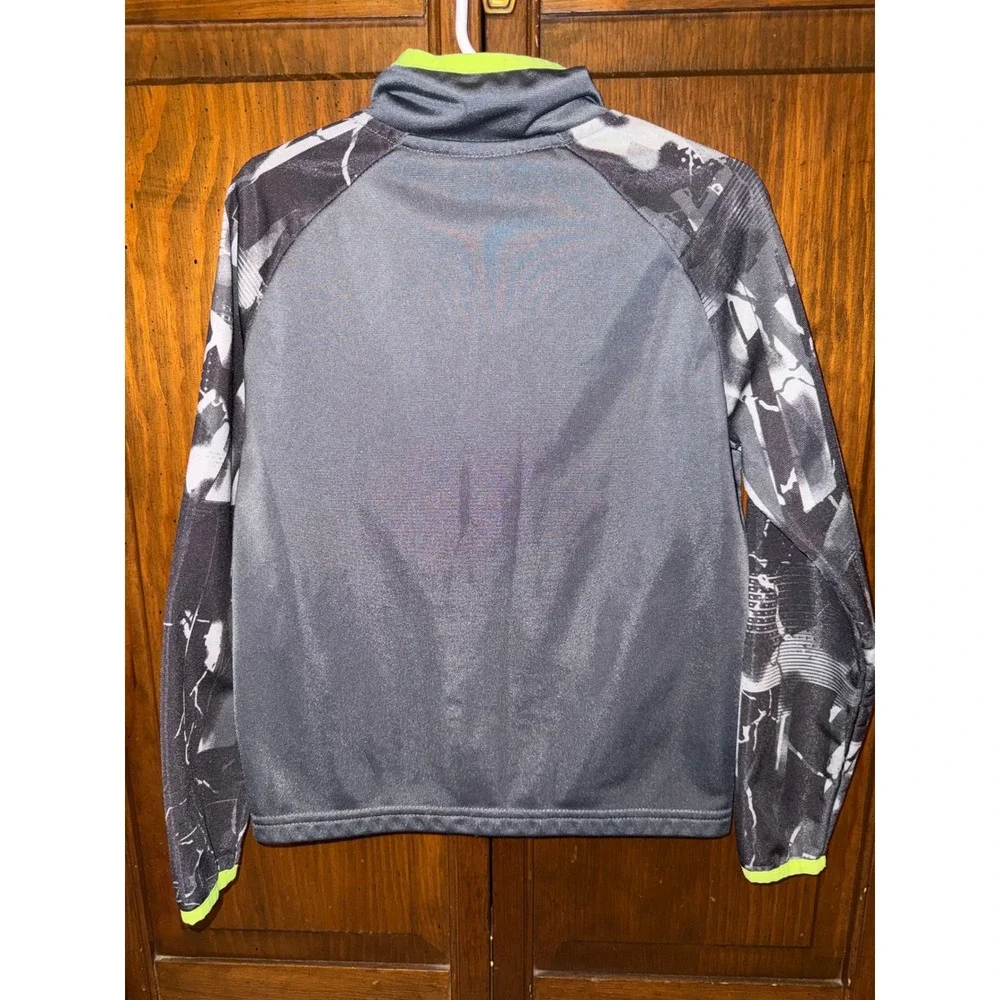 Nike Kids Gray Black Neon Green Graphic Full Zip Track Jacket Size 6 M 5-6YRS